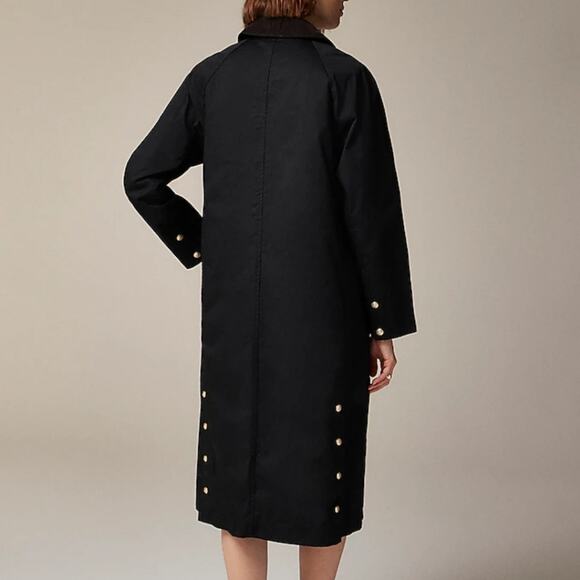 J.Crew NWT Long Barn Coat Black Waxed Twill Small Removable Quilted Vest - Picture 3 of 16